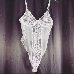 White Lace Thong Bodysuit